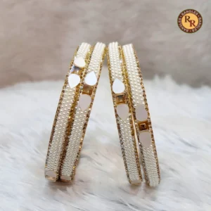 Designer Pearl & Mirror Work Bangles Set