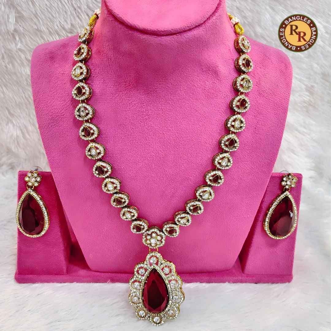 Red Stone Pendant Bridal Jewellery Set