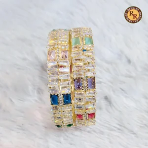 Multicolor Baguette Stone Imitation Bangles Set