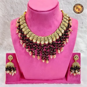 kundan-choker-bridal-jewellery-set-with-maroon-beads-layered-designer-necklace-set-wholesale