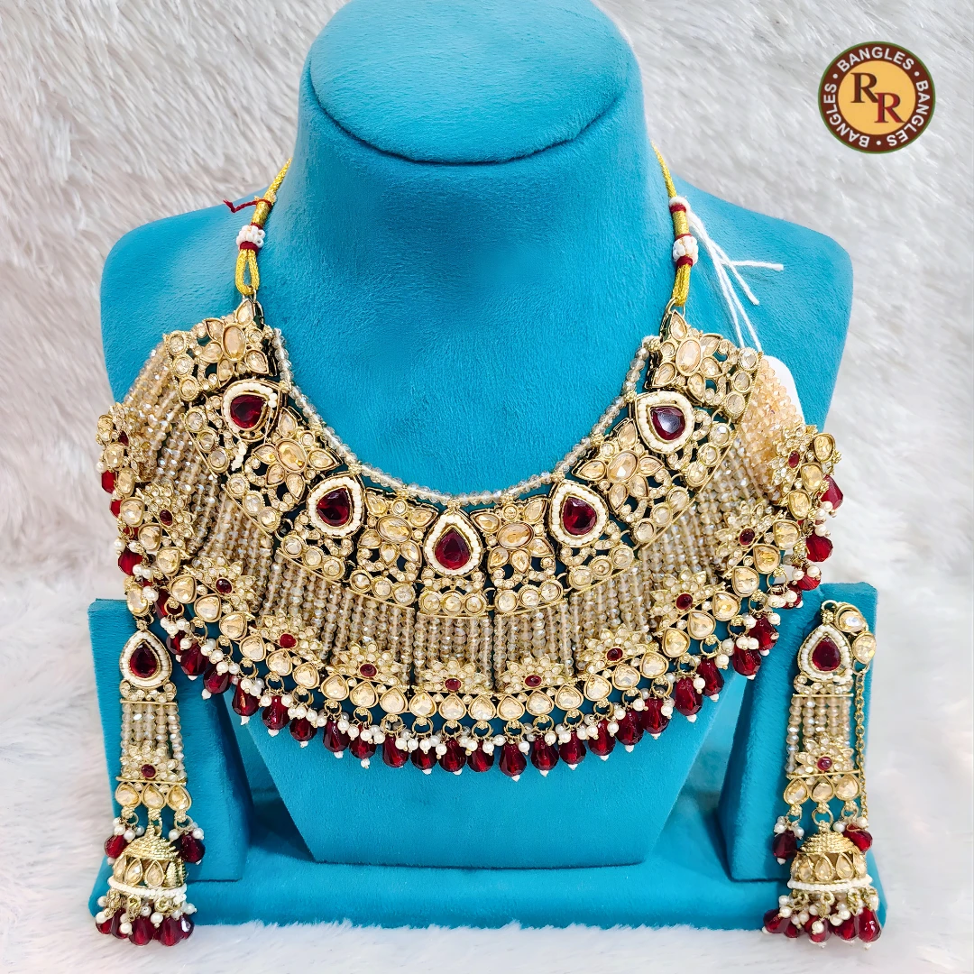 Heavy Kundan Bridal Jewellery Set with Red Stones