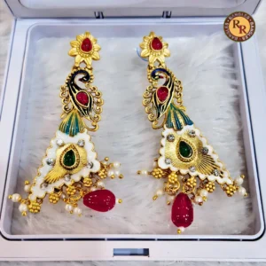 white-meenakari-peacock-earrings