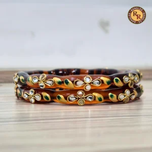 Amber Brown Glass Crystal Bangle Set