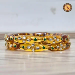 Golden Yellow Glass Crystal Bangle Set