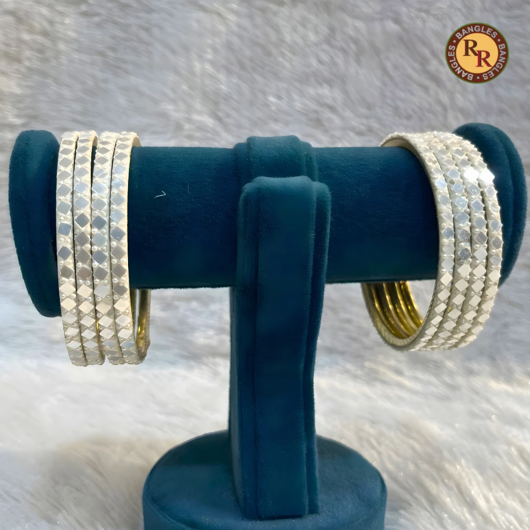 Brass Diamond Cut 8 Piece Bangle Set | Gold Silver Dual Tone | Wholesale Bulk Supplier - Image 2