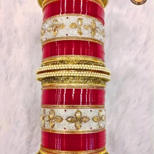 Red & White Punjabi Bridal Chura Set