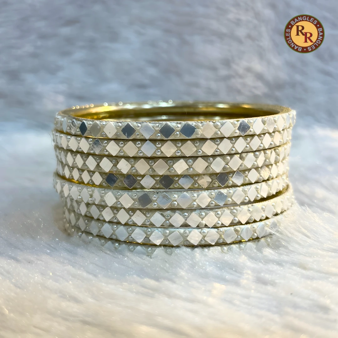 Brass Diamond Cut 8 Piece Bangle Set | Gold Silver Dual Tone | Wholesale Bulk Supplier