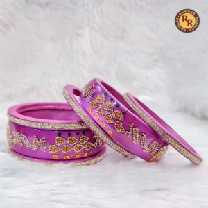Pink Multicolor Floral Designer Lac Bangles Set