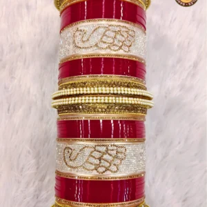 red-white-paisley-punjabi-bridal-chura-set-paisley-pattern-embossed-gold-border-traditional-punjabi-chura-wedding-bridal-wear-wholesale-chura-set