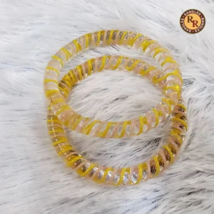 Yellow Twisted Glass Bangle Set