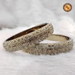 Antique Gold Broad Glass Bangle Set