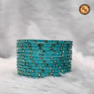 turquoise-glass-bangle-full-set-scattered-gold-rhinestone-embellished-traditional-glass-bangles-festive-everyday-ethnic-wear-wholesale-bangles