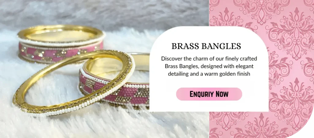 Designer brass bangles with golden finish and handcrafted Jaipur bridal jewellery detailing.