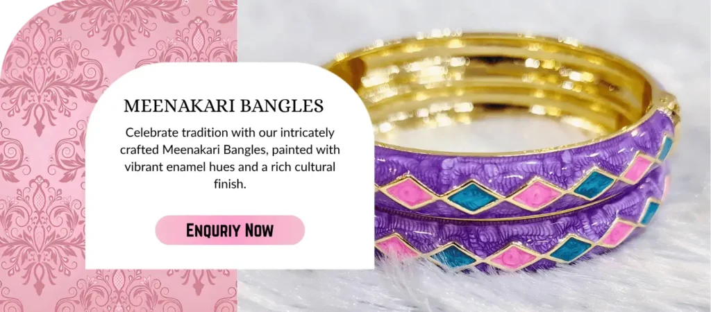 Meenakari bangles with colourful enamel artwork and traditional Jaipur jewellery design.