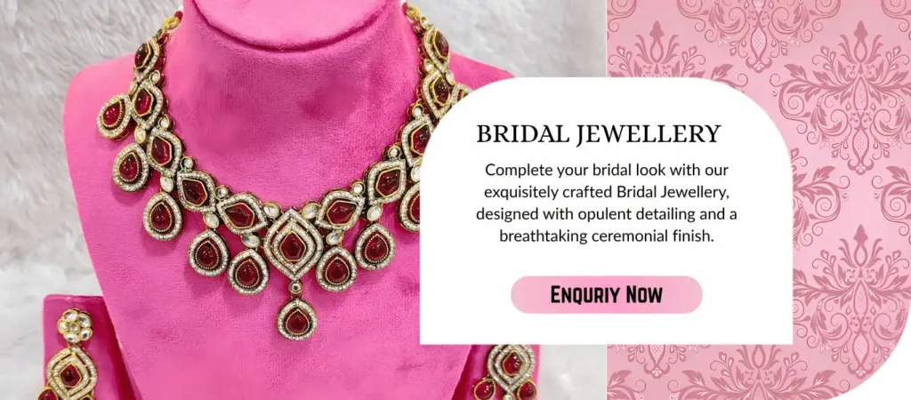 Designer bridal jewellery set with necklace and earrings for wedding and bridal collections.
