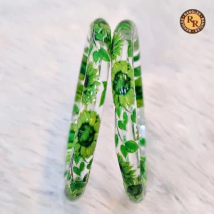 transparent-glass-bangles-green-sunflower-leaf-vine-hand-printed-design-wholesale-supplier-jaipur