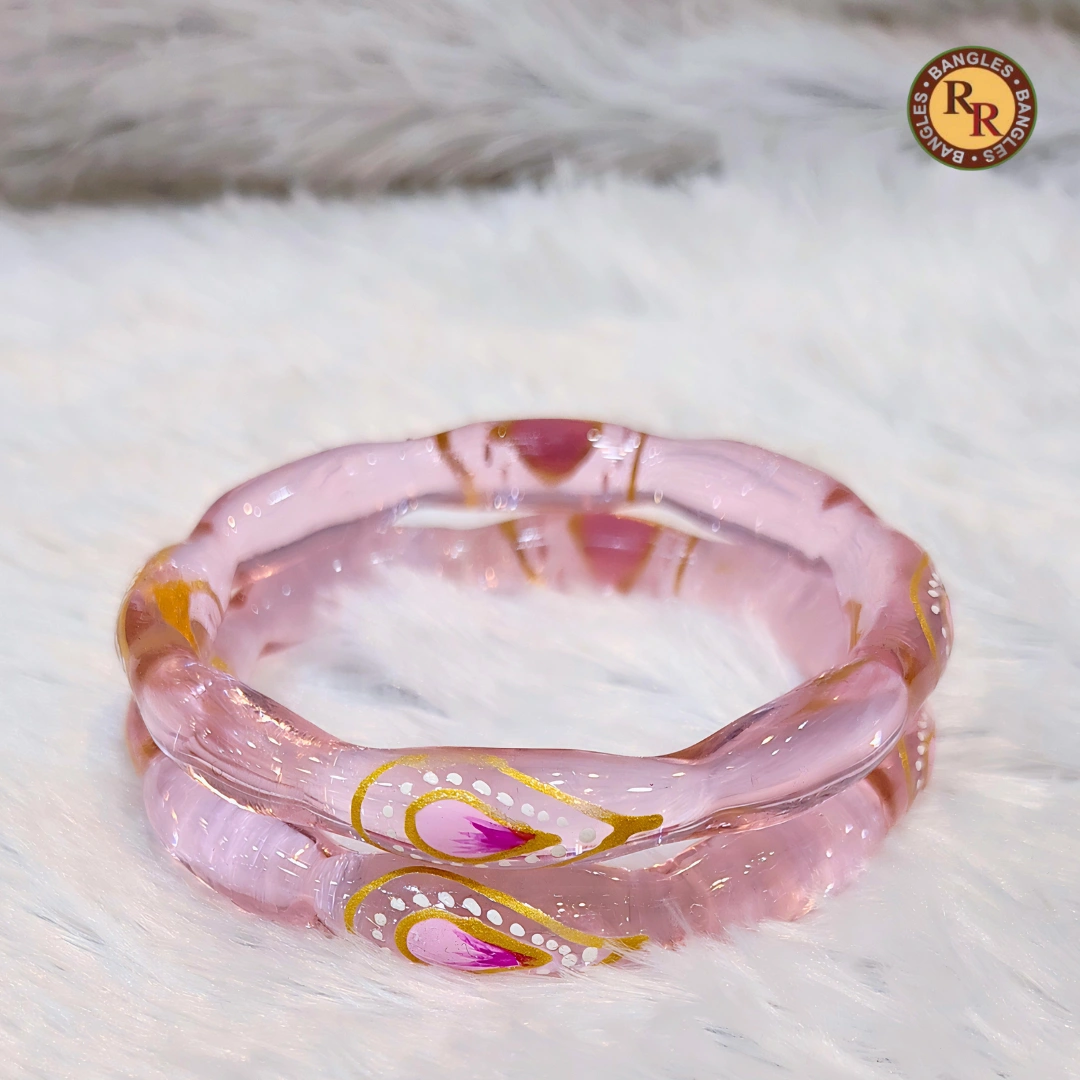 Pink Transparent Scalloped Glass Bangle