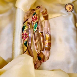 peach-transparent-twisted-glass-bangle-set-multicolor-hand-painted-botanical-floral-best-selling-designer-glass-bangles-festive-bridal-wear-wholesale-bangles
