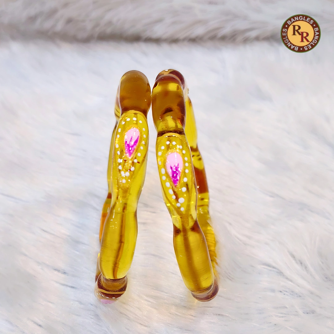 Golden Yellow Segmented Glass Bangle Set