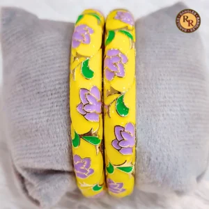Bright Yellow Meenakari Bangle Set