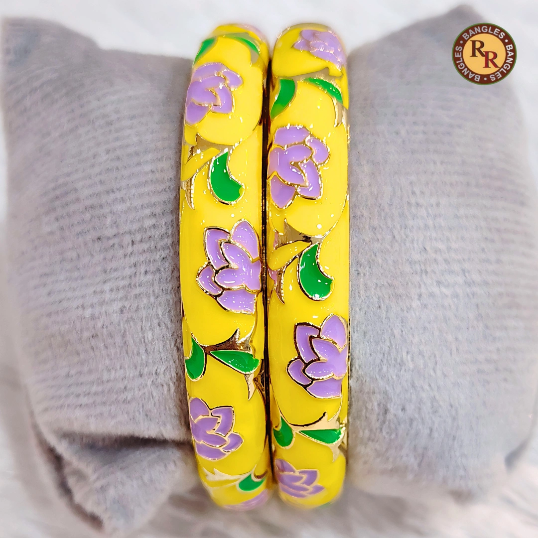 Bright Yellow Meenakari Bangle Set
