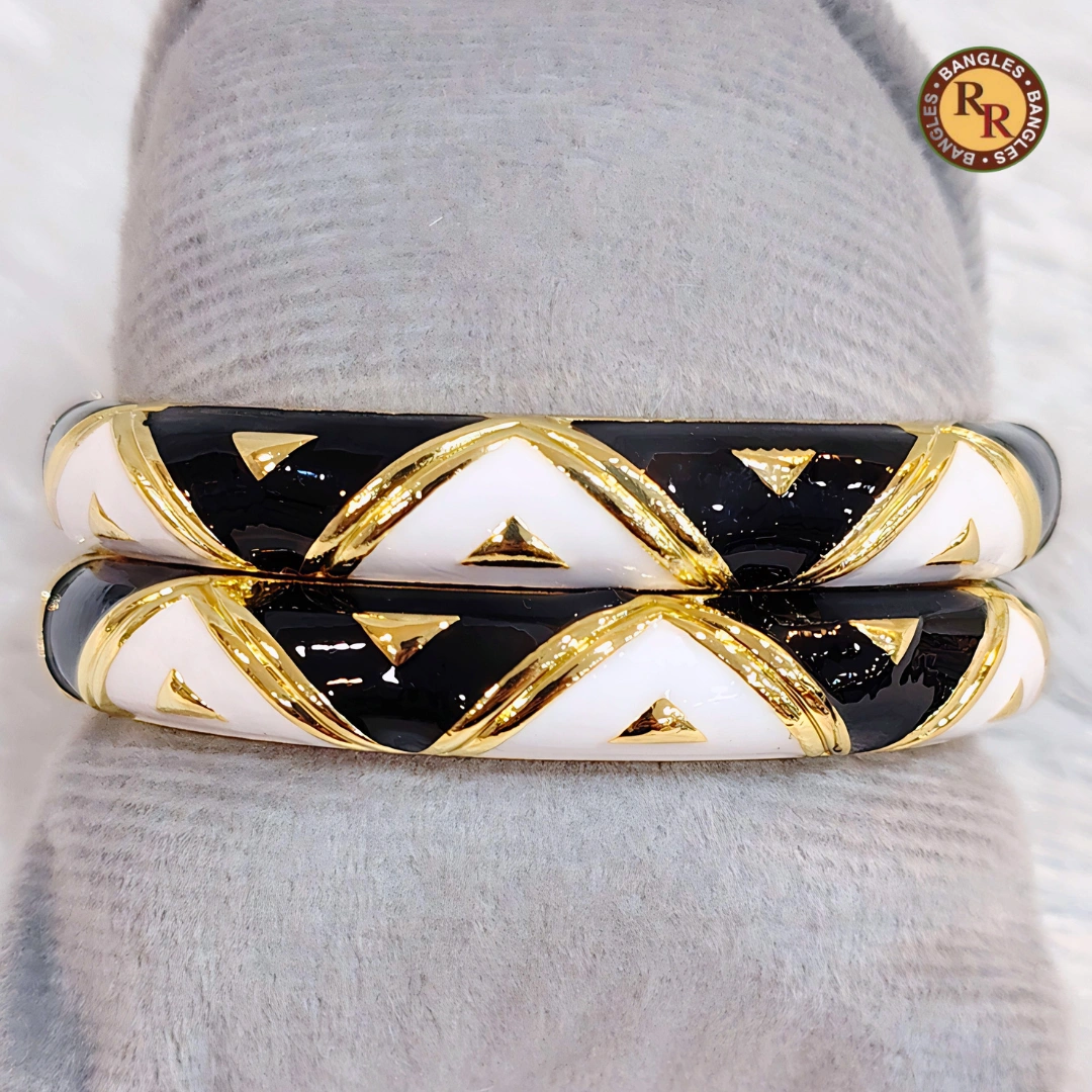 Black & White Chevron Meenakari Bangle Set