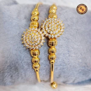gold-tone-full-cz-sunflower-cluster-bracelet-set-of-2-american-diamond-floral-textured-bead-wholesale-supplier-jaipur