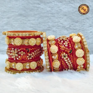 rajwadi-red-bridal-chura-set-antique-gold-coin-medallion-kundan-meenakari-crystal-complete-both-hands-wholesale-supplier-jaipur