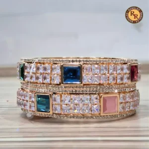 Square Cut Multicolor Stone Imitation Bangles Set | Diamond Look Designer Bridal Bangles Wholesale