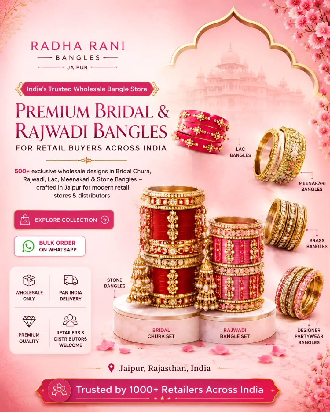 Premium bridal and rajwadi bangles wholesale collection from Jaipur for retailers and jewellery stores across India