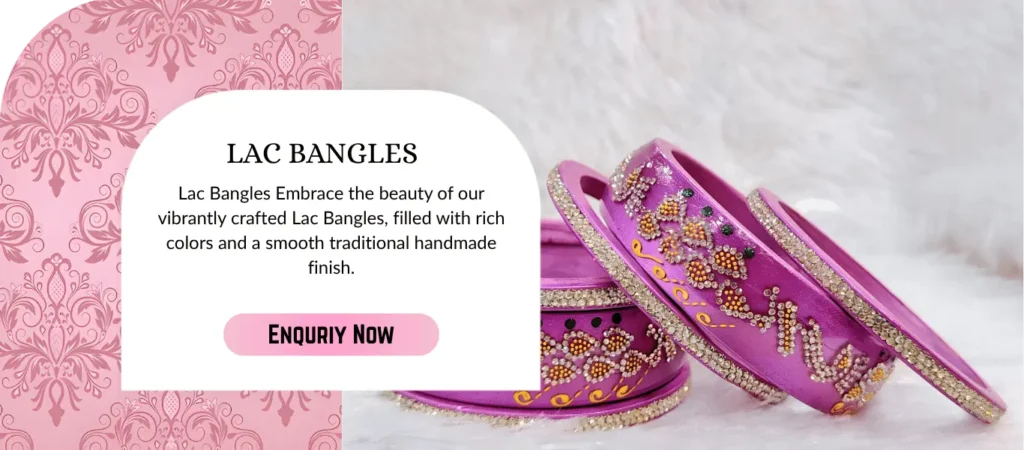 Traditional lac bangles with handcrafted colourful Jaipur jewellery and festive styling.