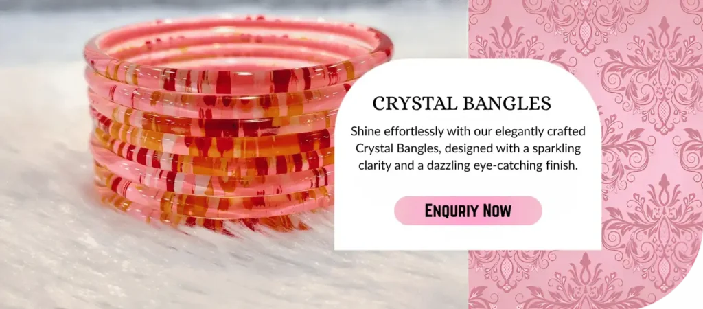 Crystal bangles with transparent glossy finish and sparkling designer jewellery detailing.