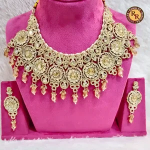 Antique Gold Bridal Jewellery Set | Filigree Designer Necklace Set with Earrings Wholesale