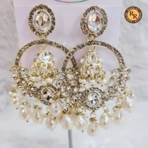 Champagne Crystal Chandbali Jhumka Earrings