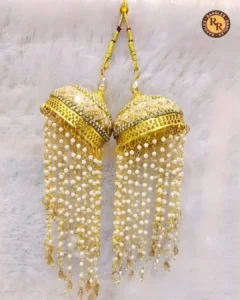 Gold Bridal Kalire | Pearl String Tassel Jhumka Dome Traditional Kalire | Wedding & Bridal Wear Wholesale Kalire