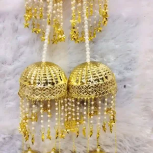 Gold Double Tier Bridal Kalire | Pearl String & Mini Jhumka Drop Embellished Traditional Kalire | Wedding & Bridal Wear Wholesale Kalire