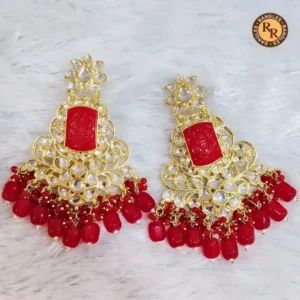 Gold Kundan Polki Chandbali Earrings