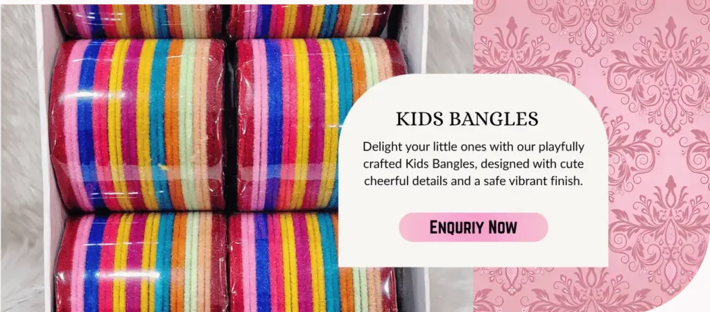 Colourful kids bangles with multicolor festive designs for children jewellery collections.