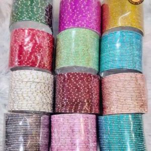 Kids Glitter Metal Bangles Multicolor Set | Shiny Designer Bangles Combo for Girls Wholesale