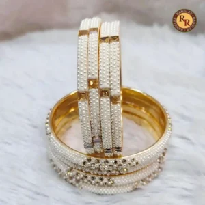 Luxury Pearl Bridal Bangles Set with Hanging Pearl Work | Designer Pearl Bangles Wholesale