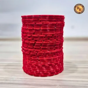 Metal Red Velvet Churiya Set | Gold Shimmer Thread Wrap | Bulk Wholesale Supplier