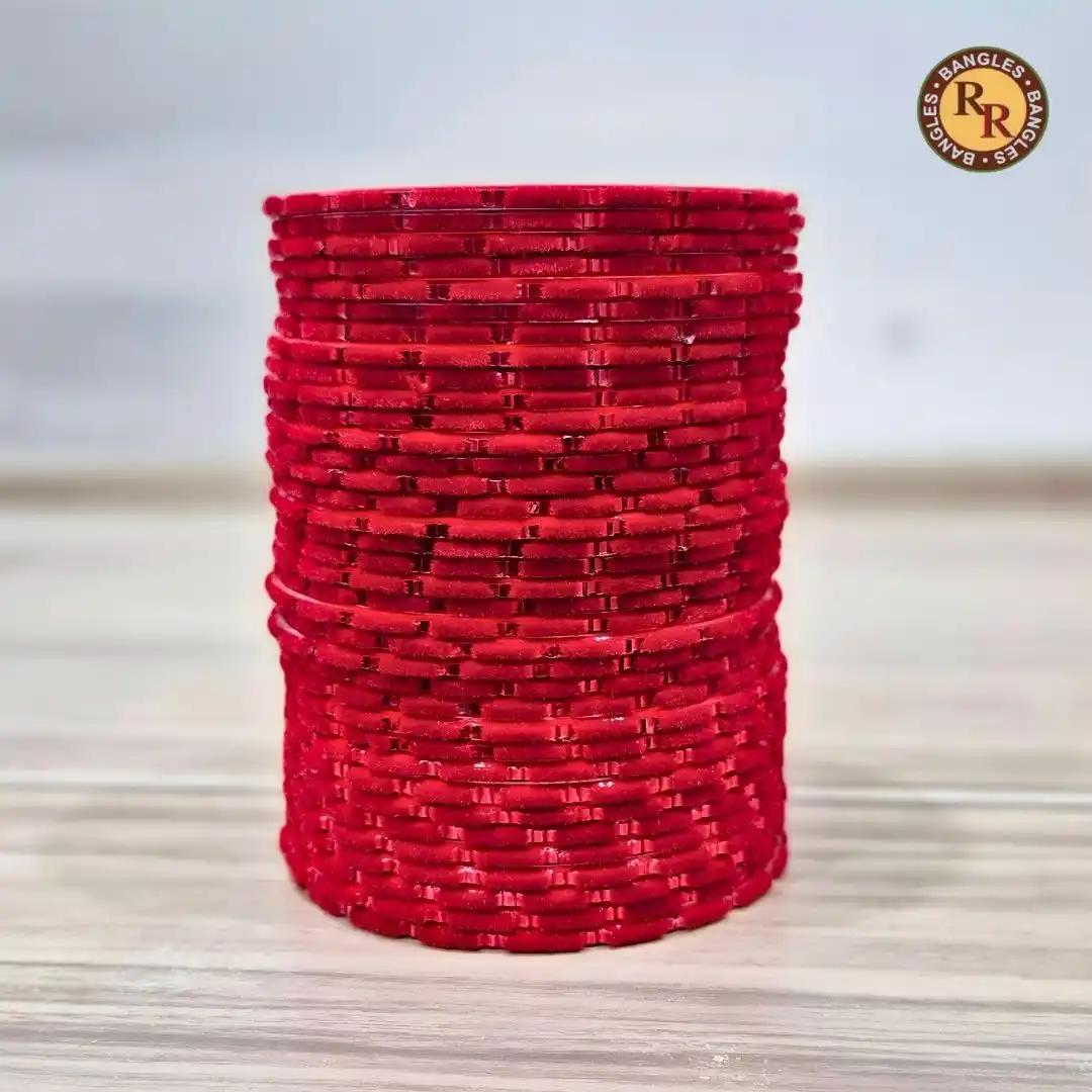 Metal Red Velvet Churiya Set | Gold Shimmer Thread Wrap | Bulk Wholesale Supplier
