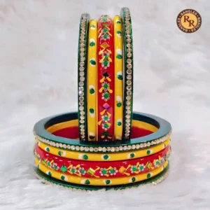 Multicolor Meenakari Lac Bangles Set | Rajasthani Handmade Stone Work Lac Bangles Wholesale