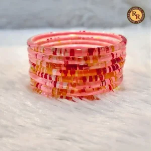 Multicolor Transparent Crystal Bangles Set | Designer Stackable Glass Bangles Wholesale