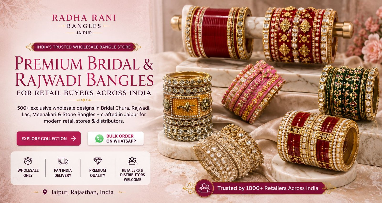 Premium bridal and rajwadi bangles wholesale collection in Jaipur for retailers and jewellery stores across India