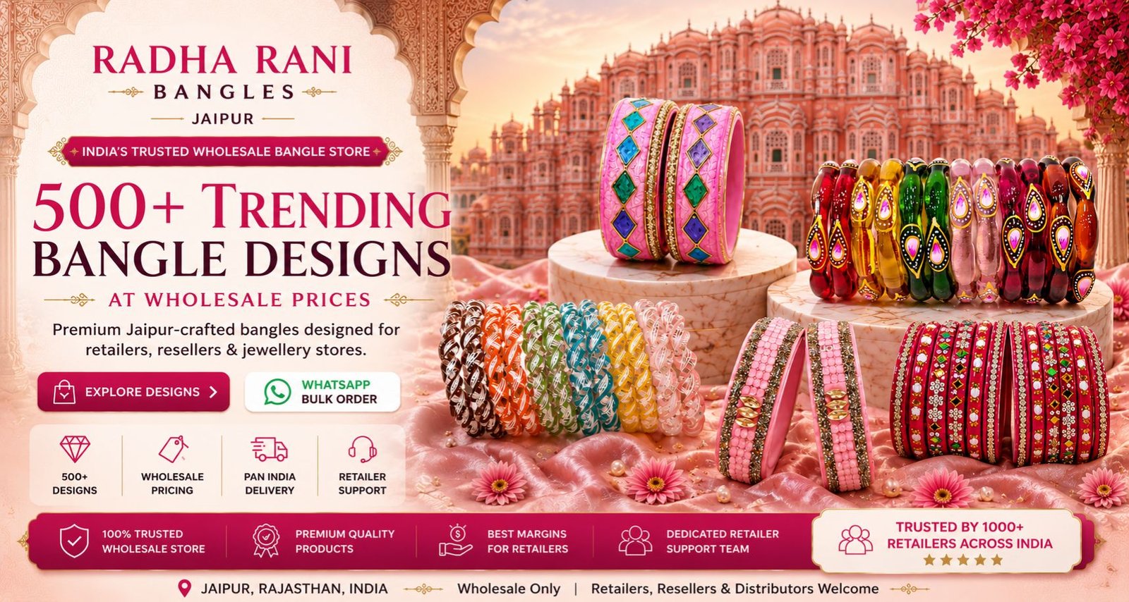 500 plus trending wholesale bangle designs from Jaipur for jewellery retailers and distributors across India