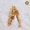 Gold Champagne Heart Halo Bracelet Set | Brown CZ Heart & White CZ Halo Textured Gold Bead Contemporary Bracelet | Gifting & Special Occasion Wholesale Bracelets
