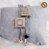 Silver CZ Diamond Square Pendant Bracelet | Micro Pave CZ Square & Hanging Heart Charm Contemporary Bracelet | Gifting & Everyday Wear Wholesale Bracelets