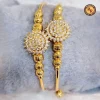 Gold Tone Full CZ Sunflower Cluster Bracelet Set of 2 | American Diamond Floral | Textured Bead | Wholesale Supplier Jaipur