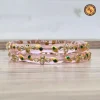 Blush Pink Glass Crystal Bangle Set | Kundan & Green Meenakari Delicate Glass Bangles | Bridal & Wedding Wear Wholesale Bangles